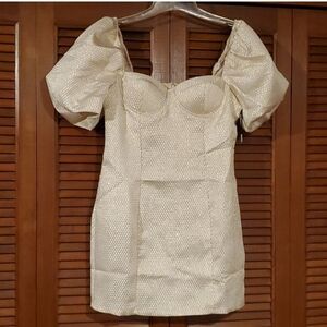 NWT Haute monde Cream Puff Sleeve Dress